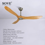60" Industrial Wooden Ceiling Fans Remote Control Ventilateur De Plafond