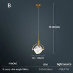 Nordic Crystal Chandelier Pendant for Bedroom Bar, Modern Luxury LED Light