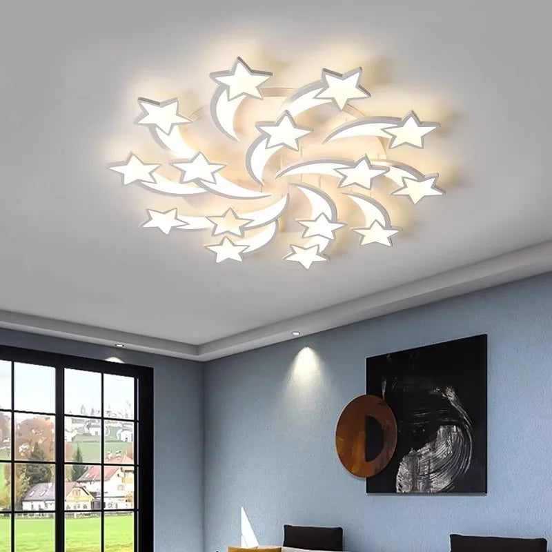 Modern LED Star Chandelier with Remote Control Indoor Lighting