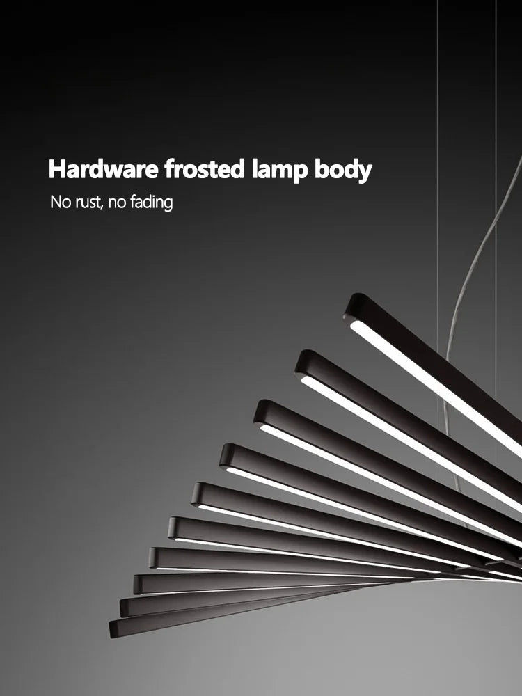 Linear Fishbone Chandelier: Nordic Minimalist Dining Room Office Living Room Lighting