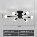 Modern Rod Iron Sputnik Chandelier Vintage Ceiling Lamp for Home Lighting