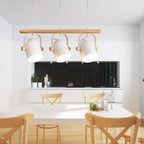 3-Light Wooden Iron Art Pendant Lamp for Dining Living Room Restaurant