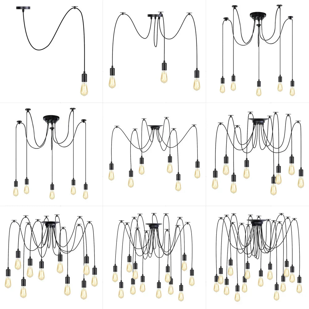 Vintage Industrial Spider Chandelier Ceiling Pendant Light - DIY Art Suspension Decor