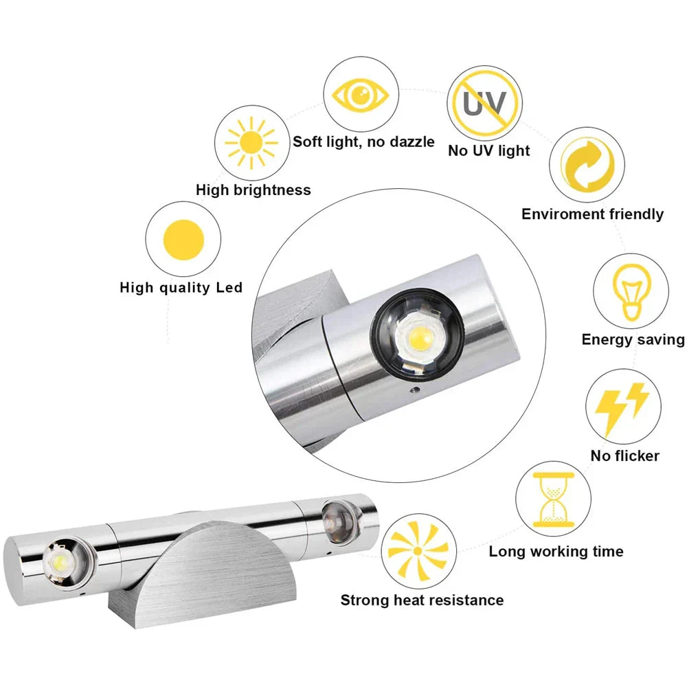 Rotatable LED Wall Light for Indoor Bedroom Home Decor