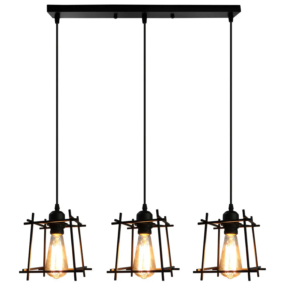 Modern Black Cage LED Pendant Light for Home & Commercial Lighting
