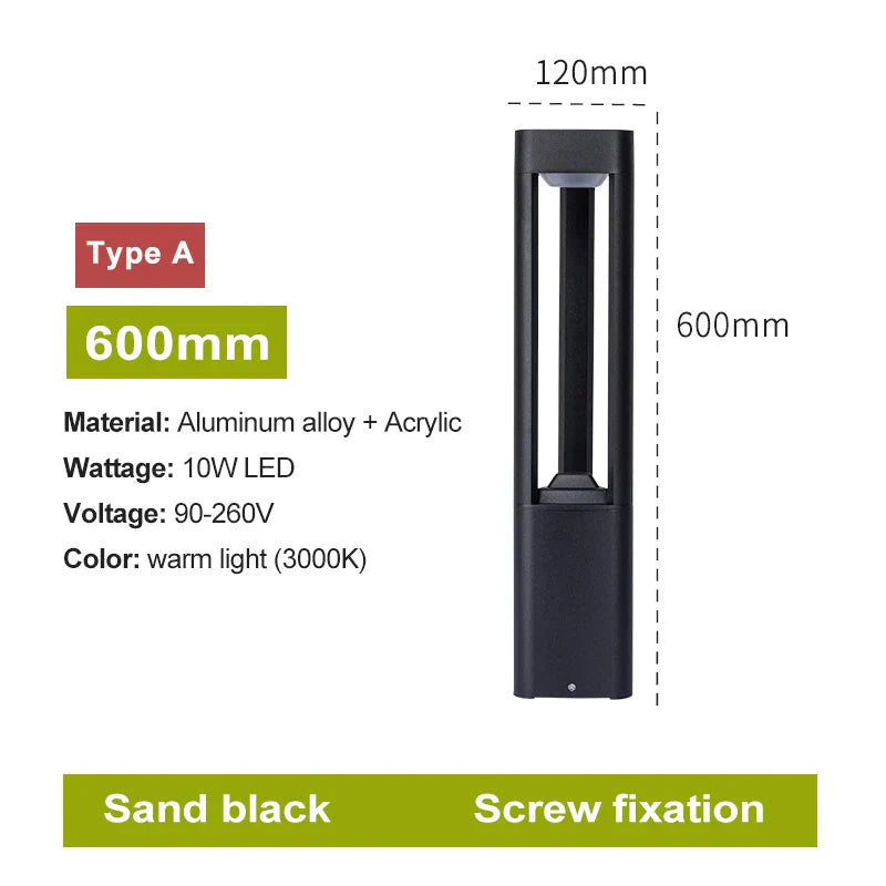 LED Bollard Lawn Lamp: Stylish Waterproof Outdoor Garden Path Light