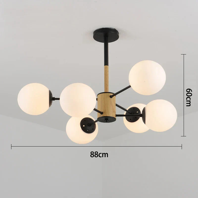 Black/Gold Glass Pendant Light for Living Room Bedroom Restaurant