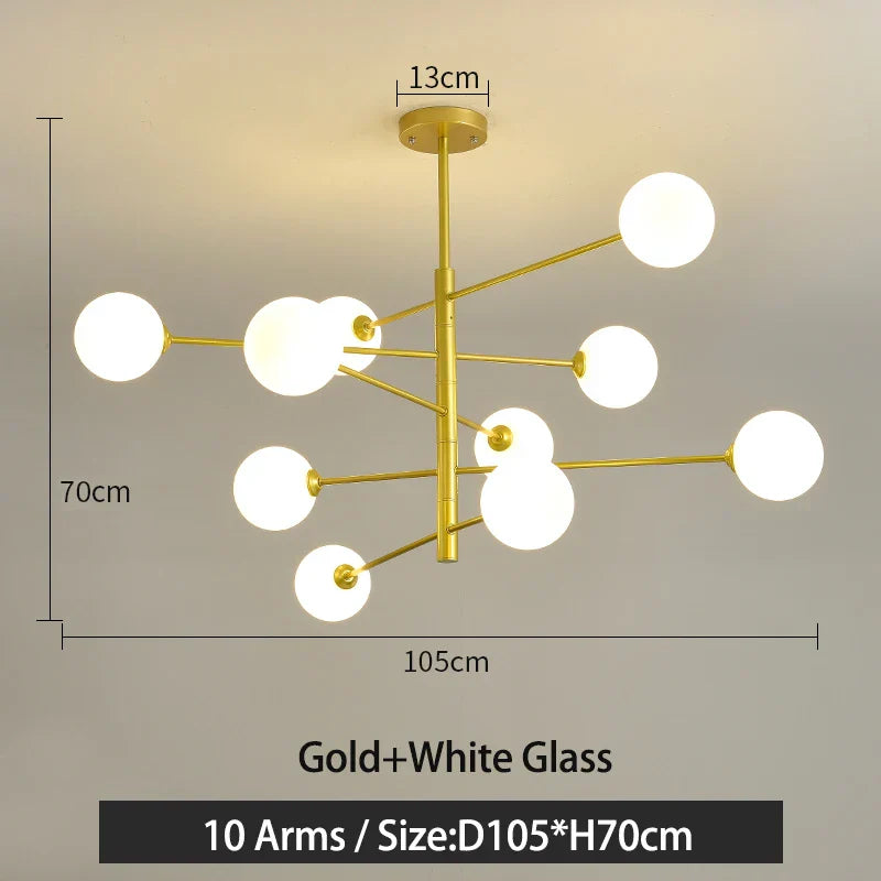 Black/Gold G9 LED Chandelier for Living Room Bedroom Modern Pendant Lighting