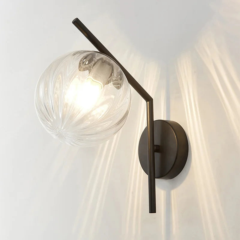 Nordic Glass Wall Lamp Modern LED Bedroom Living Room Light Fixtures