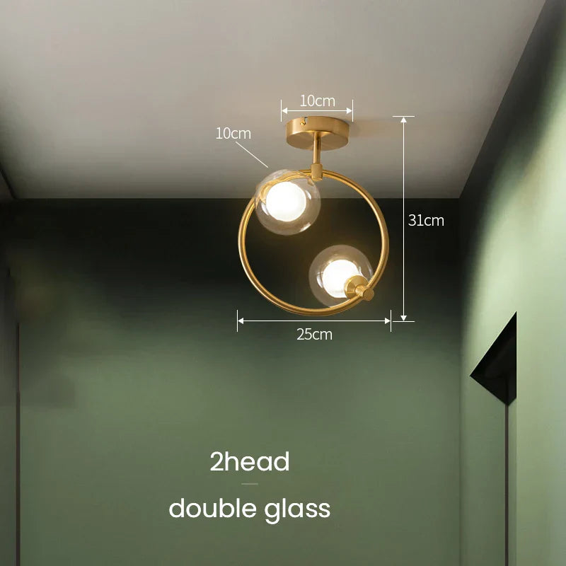 Gold Glass Ball Chandelier for Living Room Kitchen Bedroom - 220V 110V