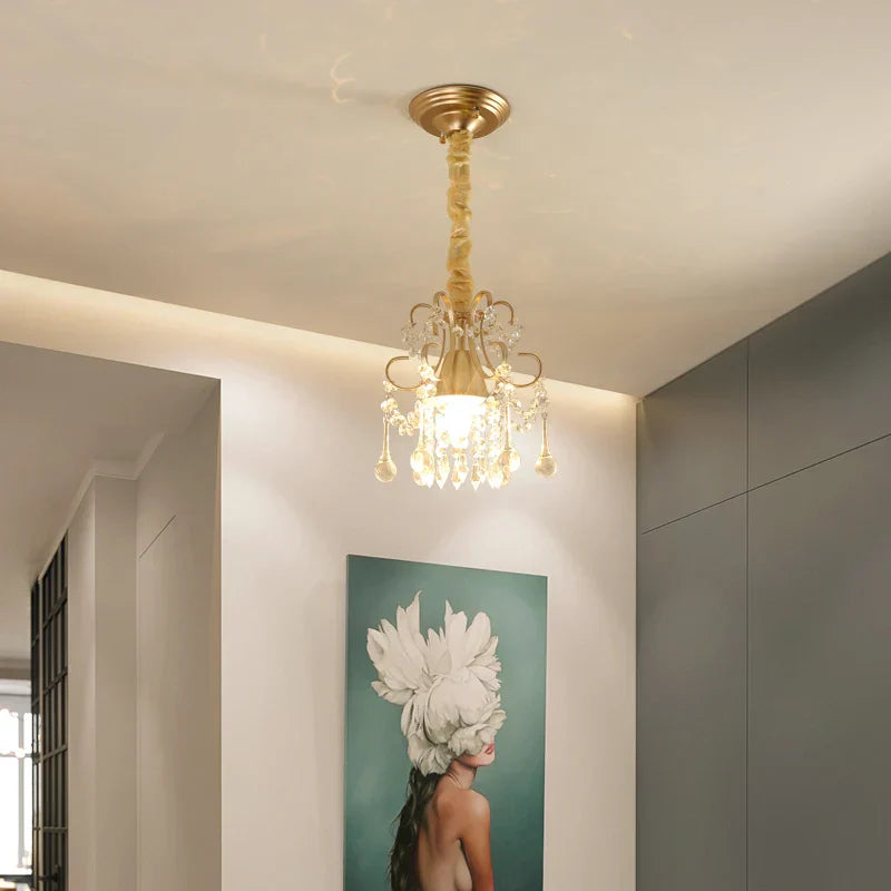 Gold Crystal Round Ceiling Chandelier for Living Room LED Light Fixtures