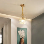 Gold Crystal Round Ceiling Chandelier for Living Room LED Light Fixtures