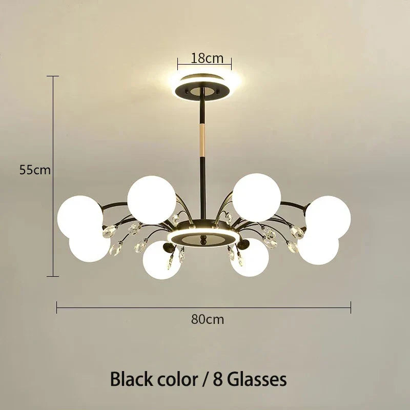 Nordic Crystal Glass Chandelier with E27 Lamp Holder for Livingroom Bedroom Diningroom by Afralia™