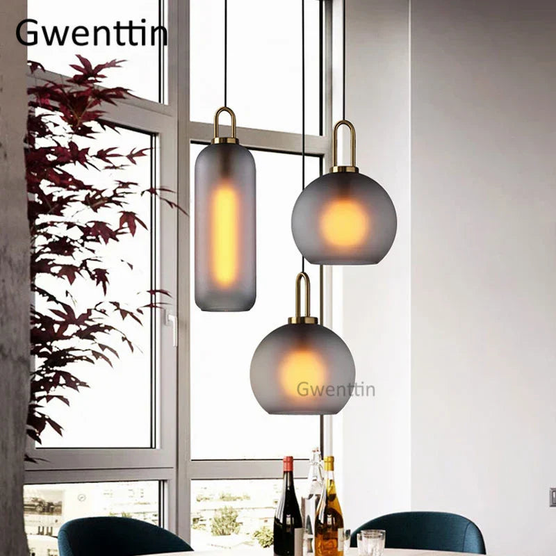 Luxe Glass Ball Pendant Lights: LED Nordic Hanging Lamp for Home Art Decor