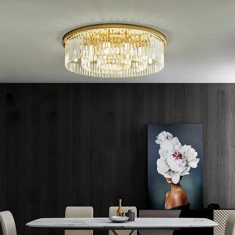 Crystal LED Ceiling Chandelier for Modern American Minimalist Décor