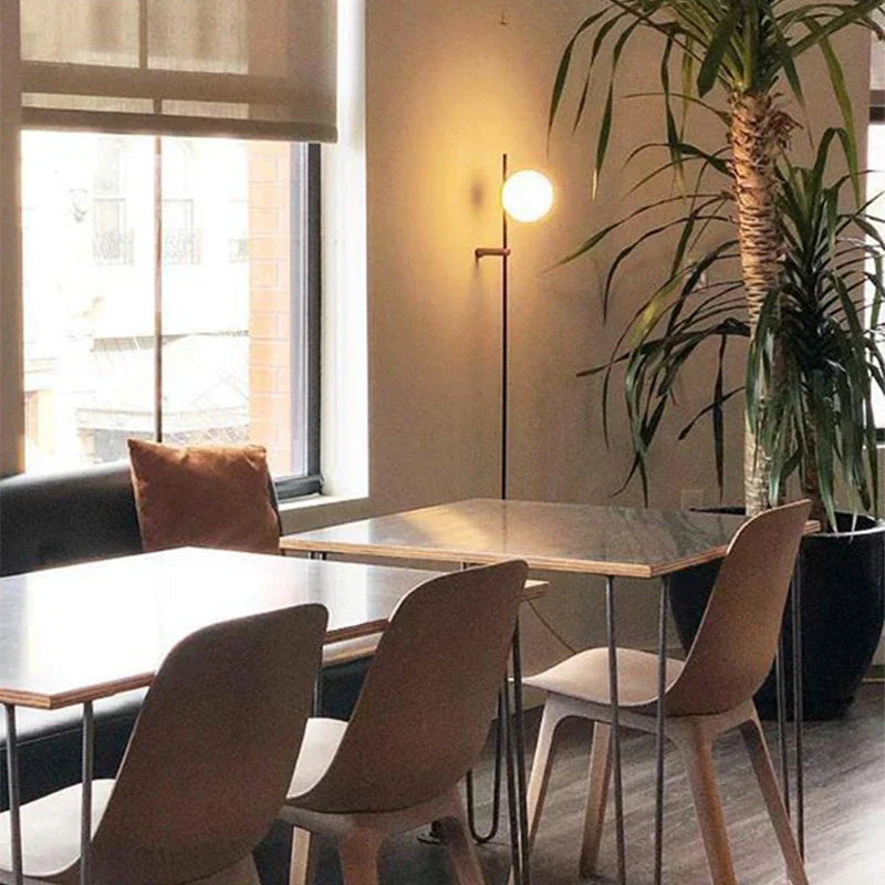 Nordic Vintage Black Iron Ball Wall Lamp with Long Arm E14 Bulb