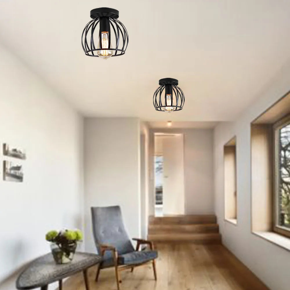 Watermelon Cage Pendant Light: Vintage Rustic Hanging Fixture for Home, Kitchen, Restaurant