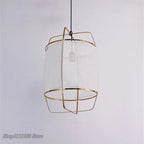 Bamboo Linen Pendant Light Fixture for Restaurant and Clothing Store