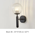 Glass Nordic Bedroom Wall Lamp Gold Black Interior Led Lighted Decoration