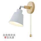 Nordic Wooden Wall Lights with Zipper Switch, Rotatable Modern Macaroon Sconce
