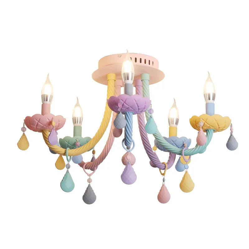 Crystal Princess Chandelier for Children's Bedroom - Rainbow Makaron Lamps