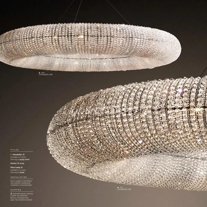 Chrome LED Crystal Donut Chandeliers | Modern Luxury Indoor Light Fixtures