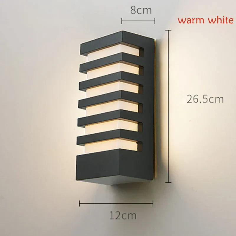 Modern Black Outdoor Wall Light 12W Waterproof Aluminum Sconce