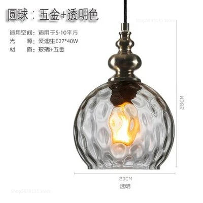 Nordic Water Grain Glass Pendant Lights for Living Room, Kitchen, Restaurant, Bar - Retro Simple Hanging Lamps