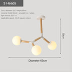 Nordic Wood Iron Glass Ball Chandelier LED Light Luxury Living Bedroom Restaurant Bar