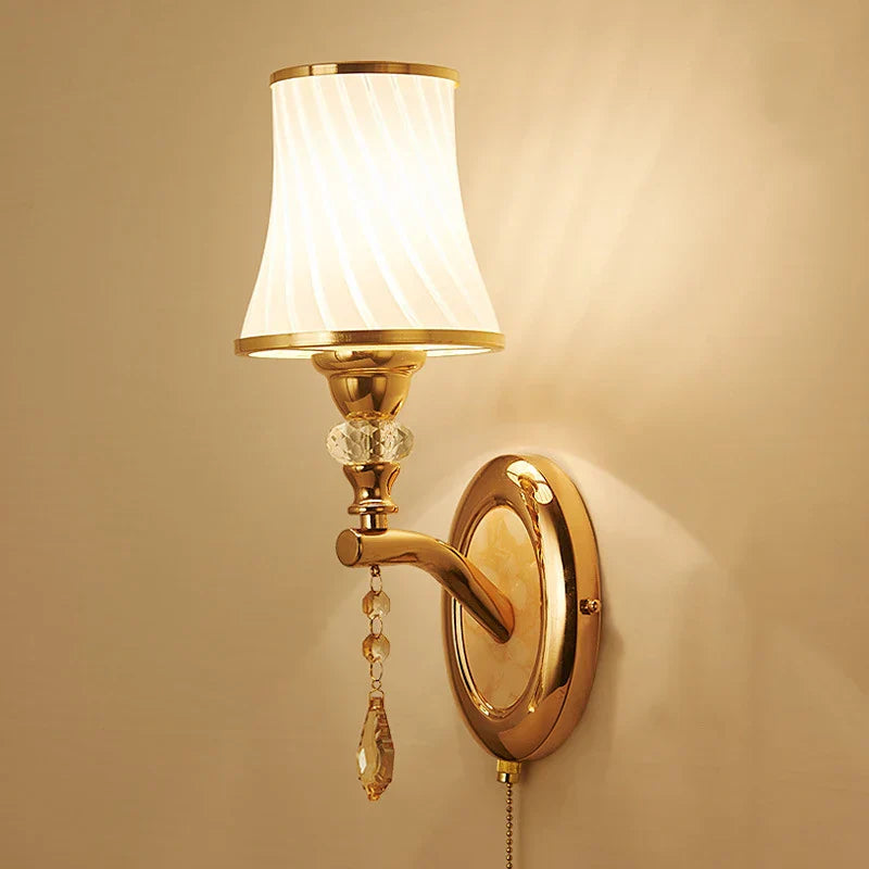 Nordic Glass Shade LED Wall Lamp with Switch for Living Room Bedroom