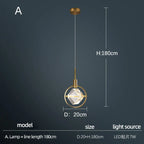 Nordic Crystal Chandelier Pendant for Bedroom Bar, Modern Luxury LED Light
