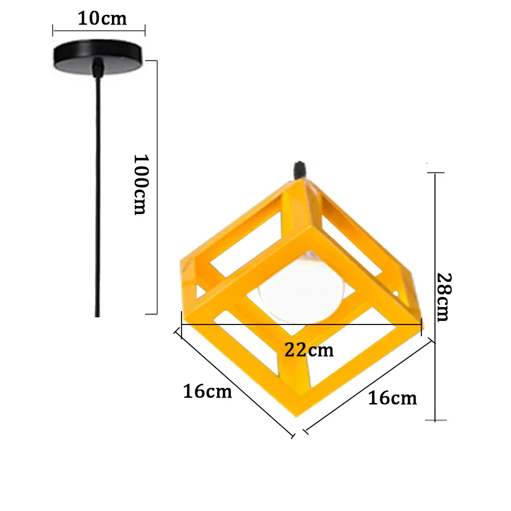 Nordic Vintage LED Pendant Light Colorful Hanging Fixture for Home and Hospitality