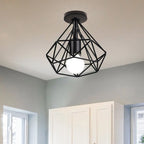 Iron Cage Ceiling Light Fixture Retro Nordic Design Home Kitchen Lamp
