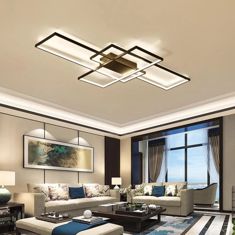 Modern Black/White LED Chandelier – Aluminum Ceiling Lighting for Living Room & Bedroom