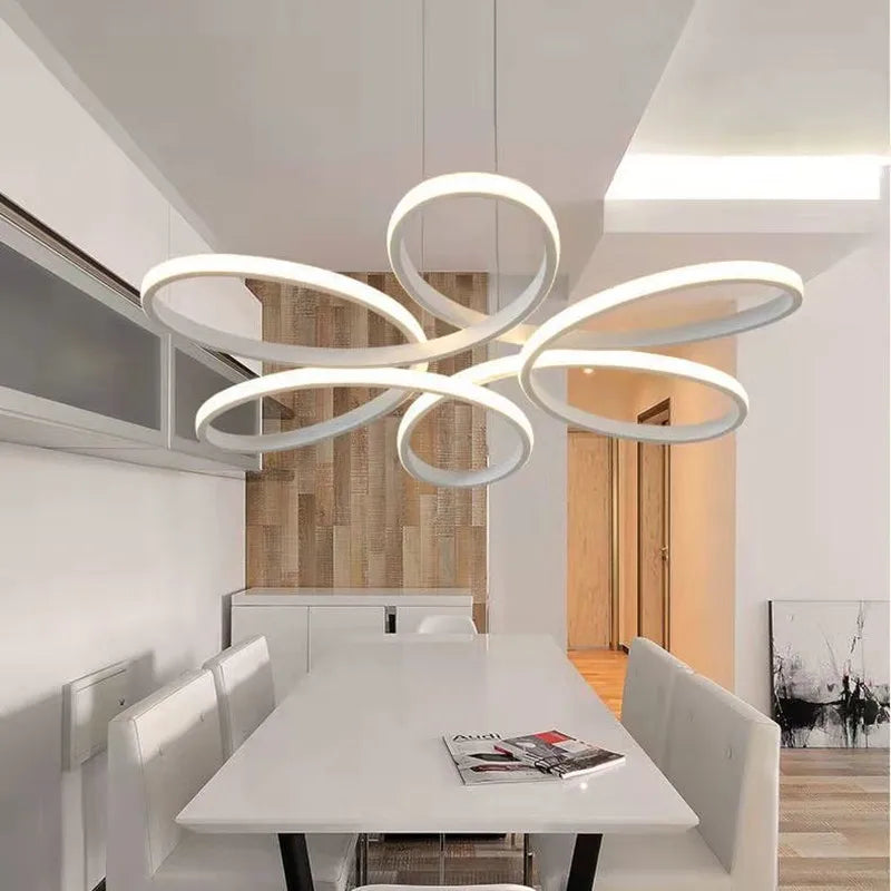 LED Ceiling Chandelier: Remote Control Modern Aluminum Bedroom Living Room Lamp