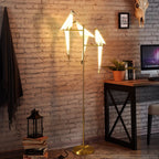 Origami Crane Perch Gold Floor Lamp - Creative Acrylic Design for Home Decor