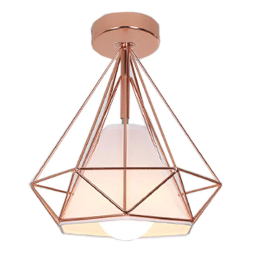 Iron Cage Ceiling Lamp: Modern Nordic LED Light Fixture for Kitchen, Living Room, Bedroom