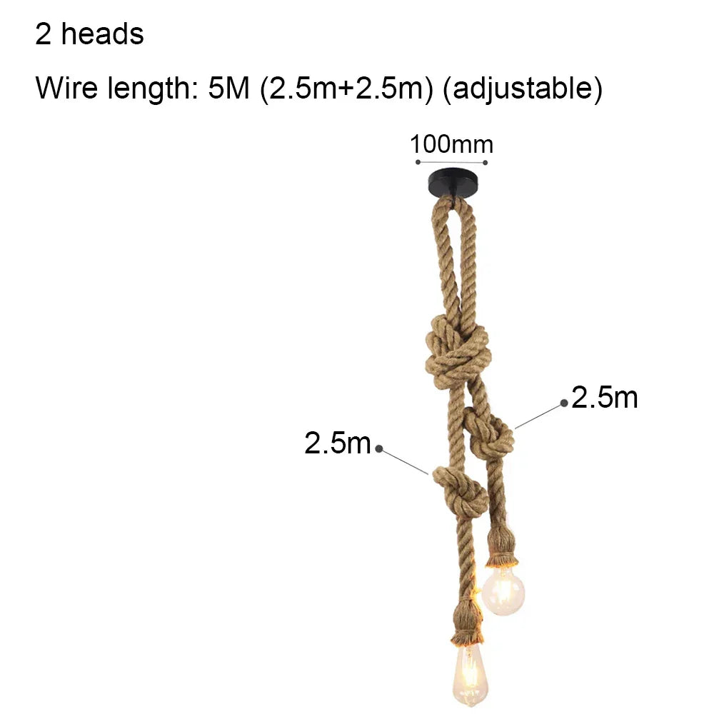 Spider Chandelier Hemp Rope Pendant Light Vintage Industrial Ceiling Lamp