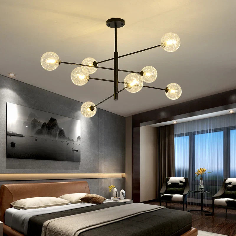 Black/Gold G9 LED Chandelier for Living Room Bedroom Modern Pendant Lighting