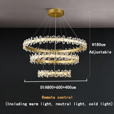 Crystal LED Chandelier: Luxury Lighting for Living, Dining, Kitchen - Elegant Iron & Aluminum Design