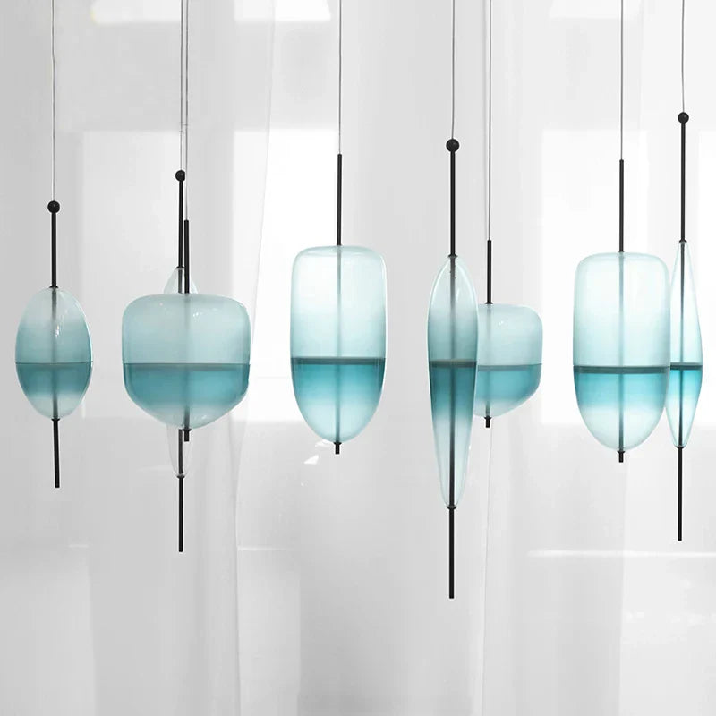 Nordic Art Venice Flow Lake Blue Glass Chandelier