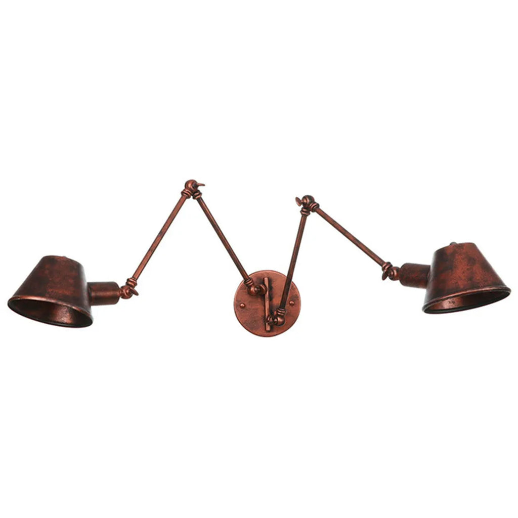 Long Swing Arm Rust Wall Lamp for Bathroom Sconce - Adjustable E27 Lights