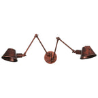 Long Swing Arm Rust Wall Lamp for Bathroom Sconce - Adjustable E27 Lights