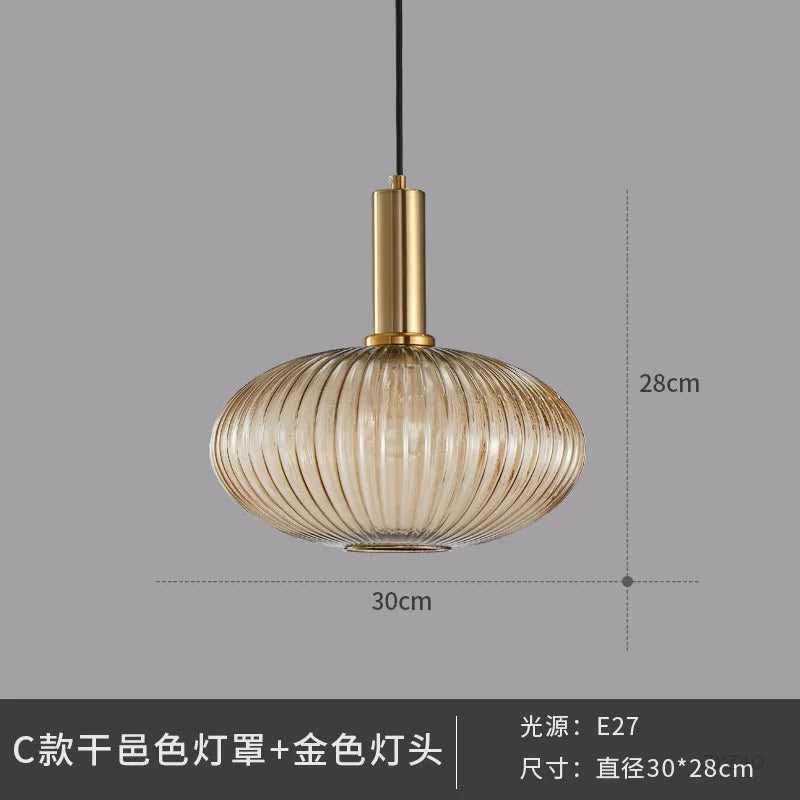 Glass Pendant Lights: Nordic Style Bedroom Kitchen Hanging Lamp