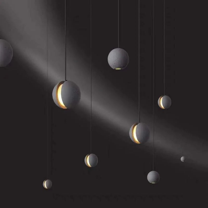 Industrial Moon Cement Pendant Light for Kitchen, Bar, and Bedside