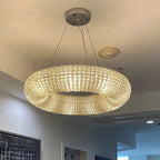 Chrome LED Crystal Donut Chandeliers | Modern Luxury Indoor Light Fixtures