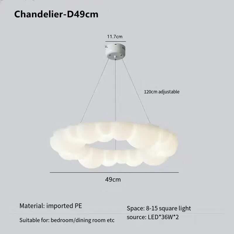 Nordic Cloud LED Pendant Chandelier for Modern Living, Dining, Bedroom