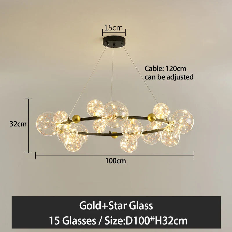 Nordic Glass Ball Pendant Light Gold/Black Dining Living Room Decor Afralia™