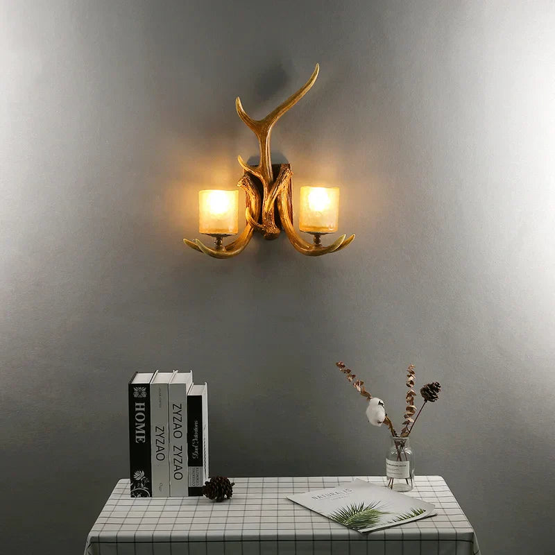 Retro Antlers Wall Lamp Deer Decor Wall Lights for Living Room Bar Bedroom Dining Room