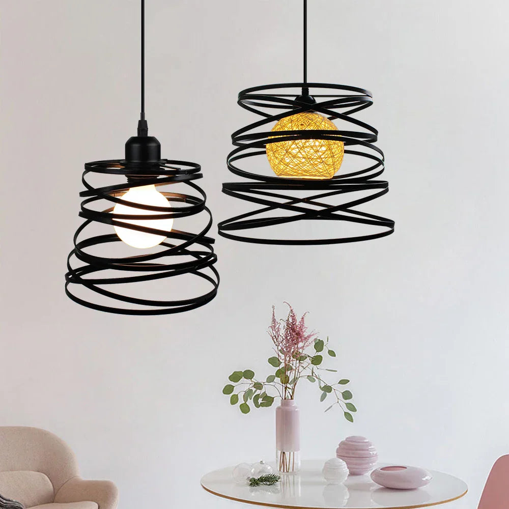Swirl Iron Cage Pendant Light Industrial Vintage Loft Style Lamp